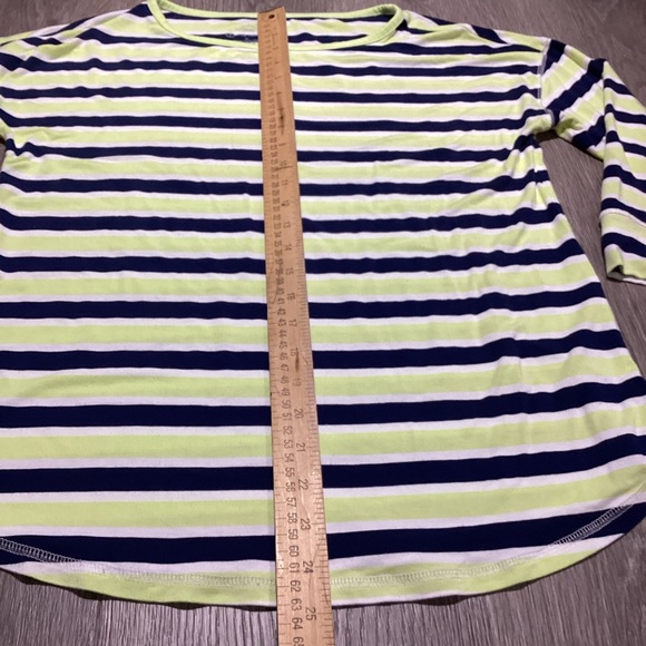 T by Talbots Blouse Size M UPF 50 Protection Stripe 3/4 Sleeve T-Shirt Tie Bow - Picture 4 of 9